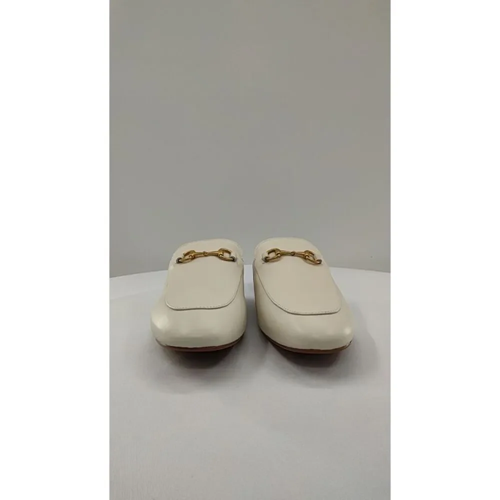 Quince Cream Backless Leather Mule with Gold Chain Accent - Picture 2 of 2